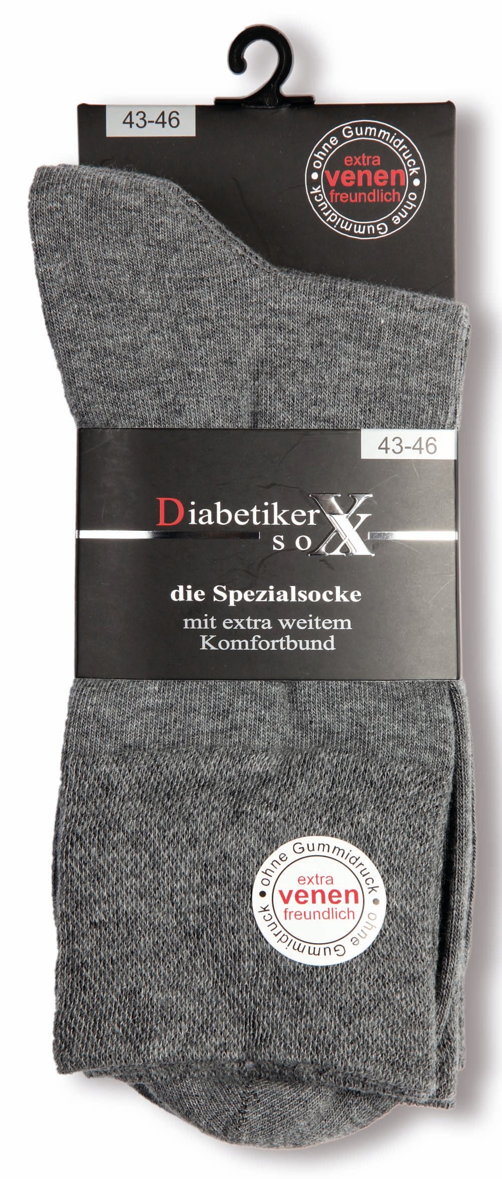 Diabetiker Socken ohne Gummi extra venenfreundlich ohne Naht 97% Baumwolle 3 Paar