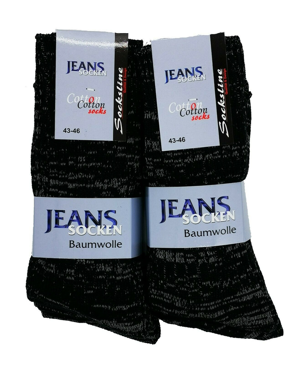 Jeanssocken 100% Baumwolle für Herren und Damen 4 oder 8 Paar