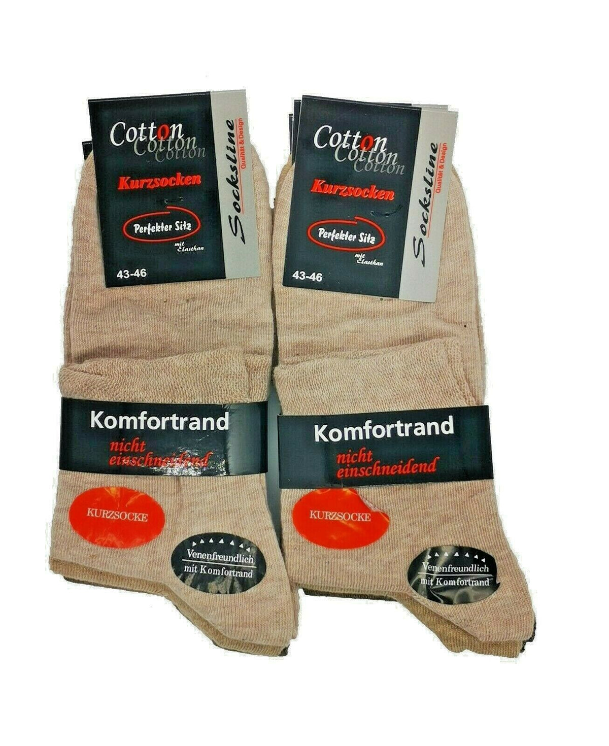 Kurzschaftsocken 95% Baumwolle ohne Gummi & ohne Naht venenfreundlich 3 Paar