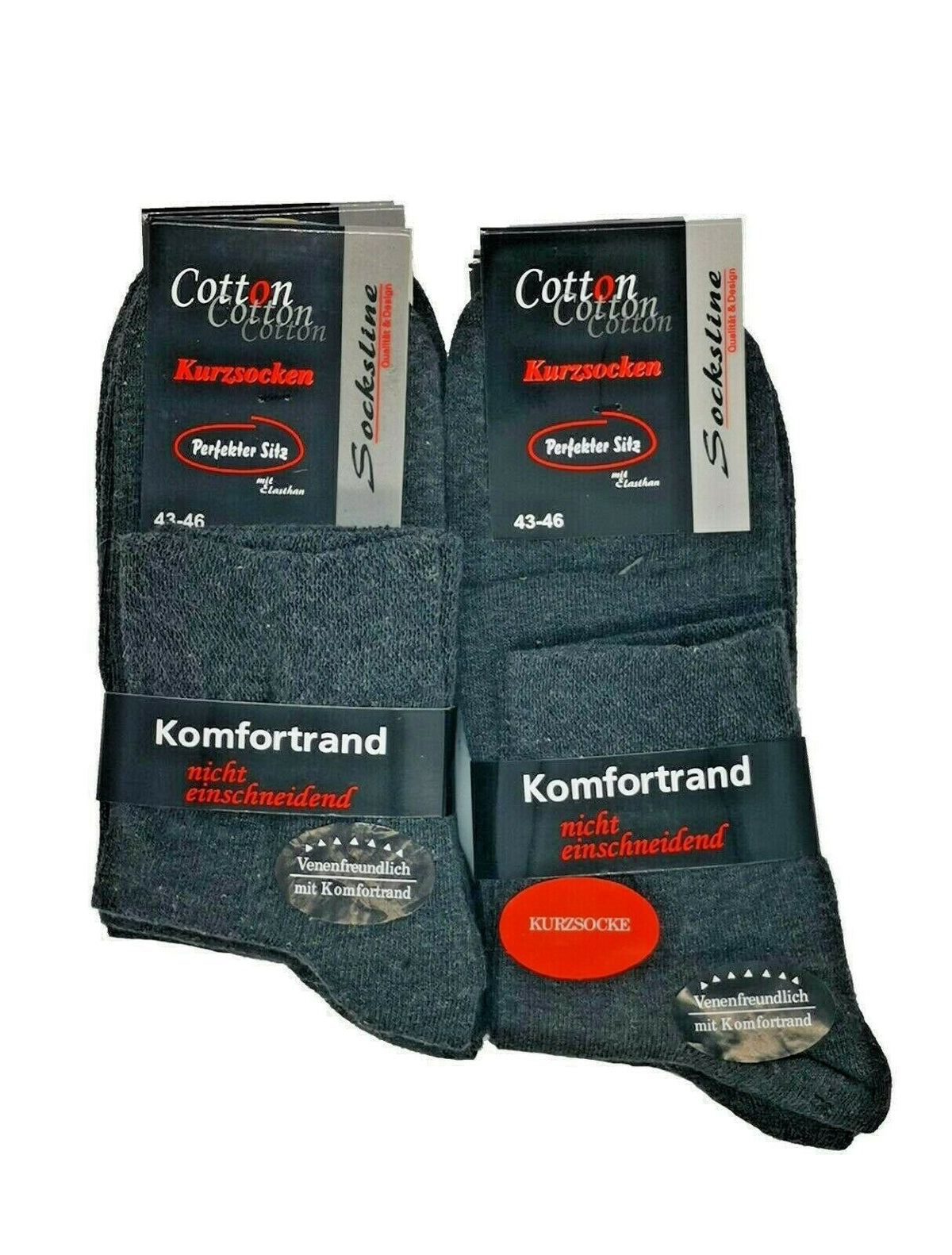 Kurzschaftsocken 95% Baumwolle ohne Gummi & ohne Naht venenfreundlich 3 Paar