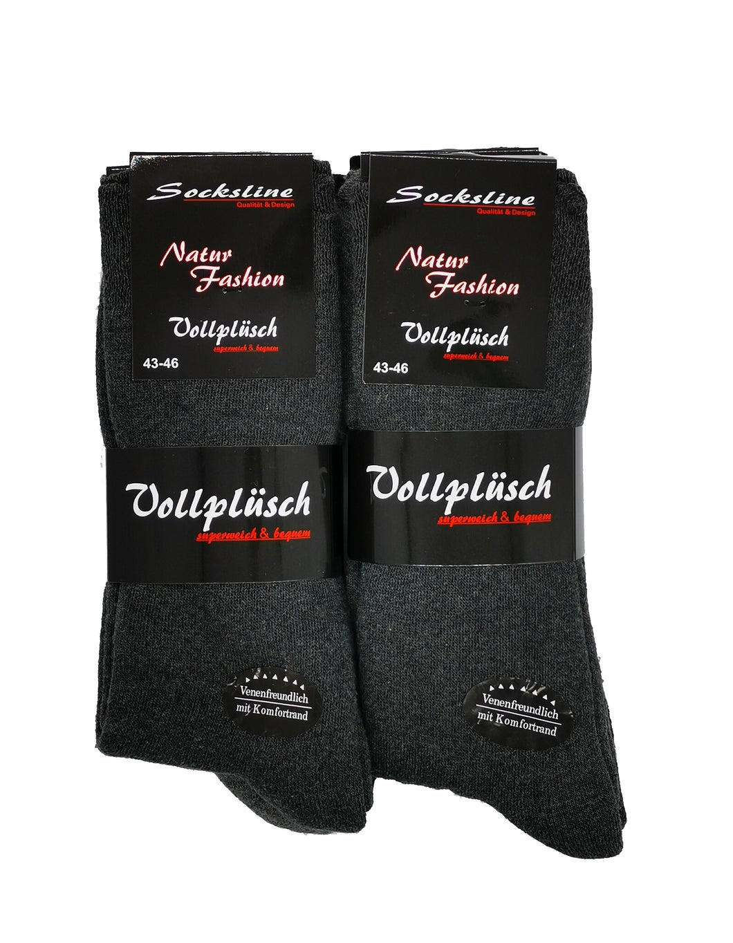 Vollplüsch Socken ohne Gummi und ohne Naht 85% Baumwolle 3 oder 6 Paar