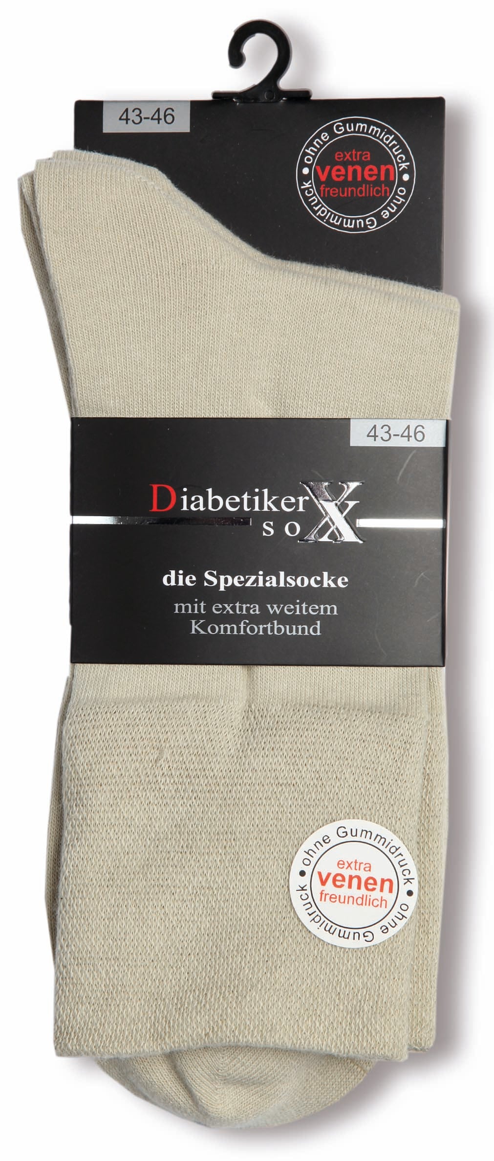 Diabetiker Socken ohne Gummi extra venenfreundlich ohne Naht 97% Baumwolle 3 Paar
