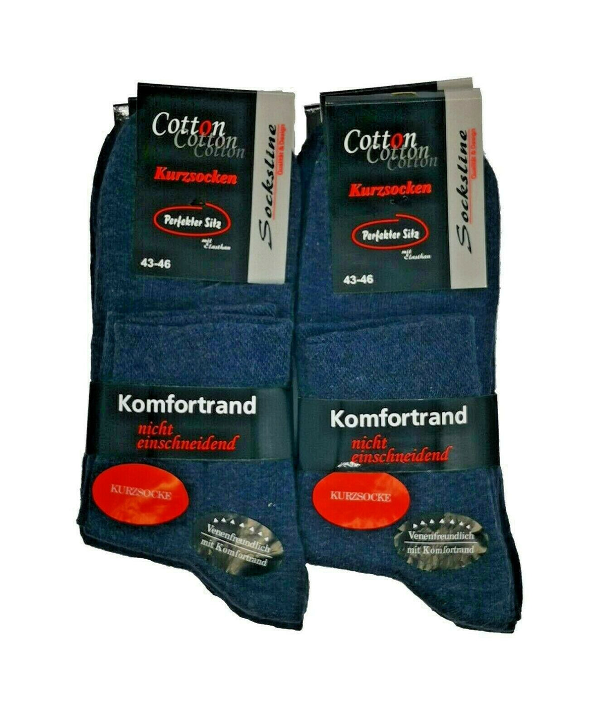 Kurzschaftsocken 95% Baumwolle ohne Gummi & ohne Naht venenfreundlich 3 Paar