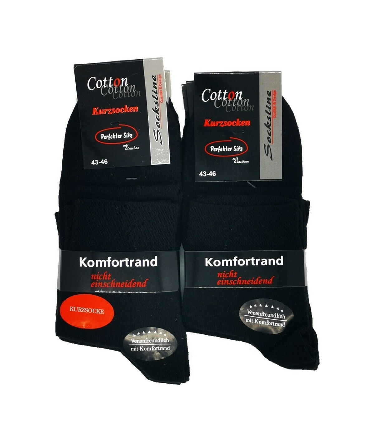 Kurzschaftsocken 95% Baumwolle ohne Gummi & ohne Naht venenfreundlich 3 Paar
