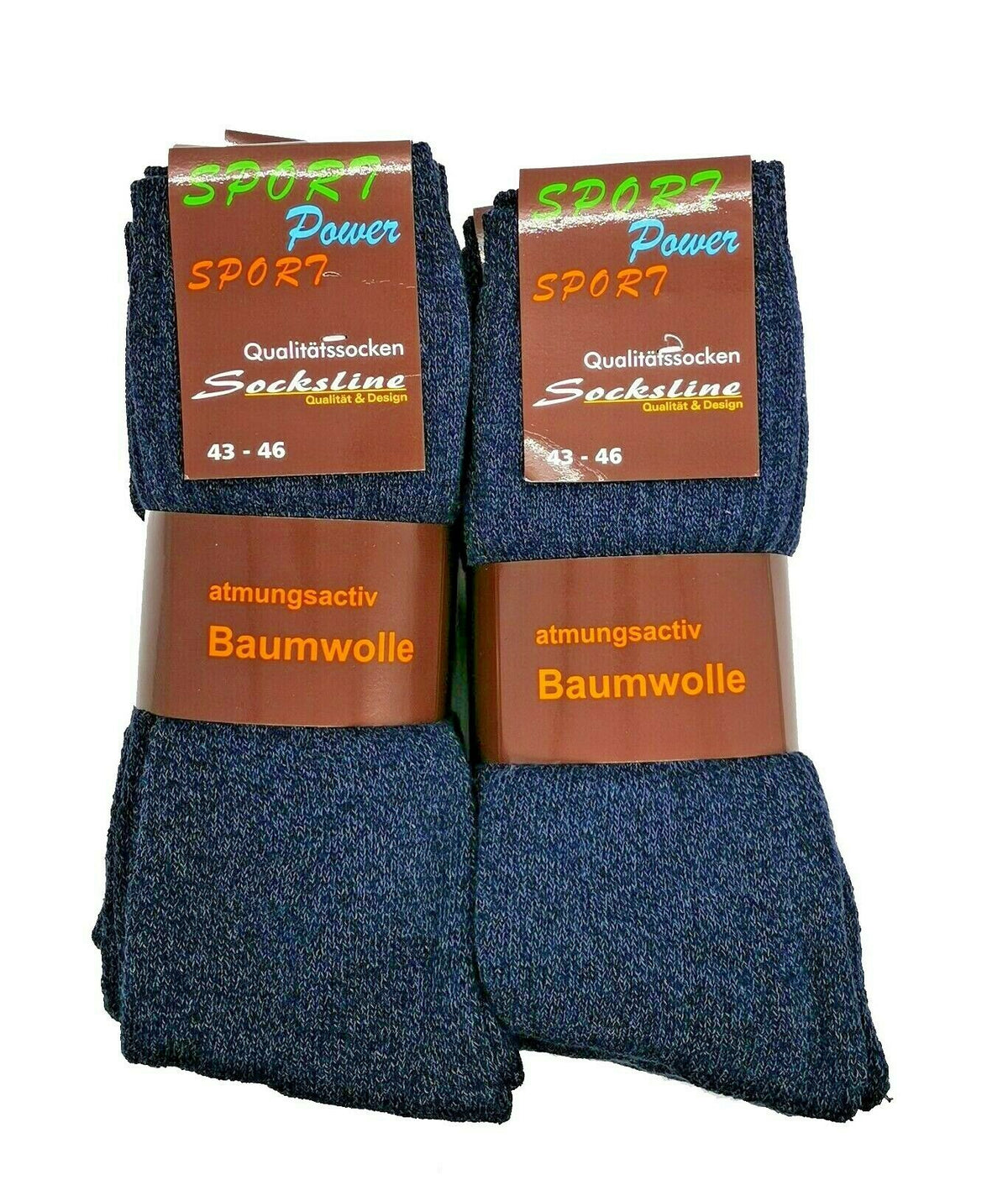 Sportsocken 90% Baumwolle 5 oder 10 Paar blau oder grau