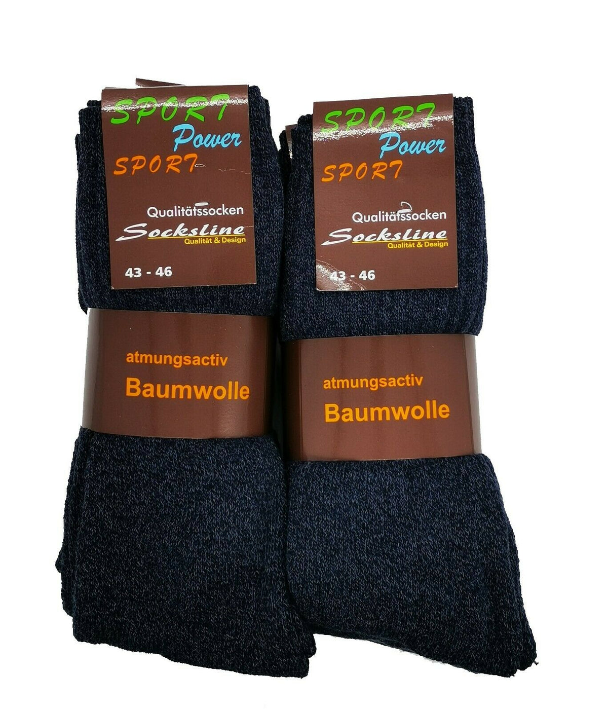 Sportsocken 90% Baumwolle 5 oder 10 Paar blau oder grau