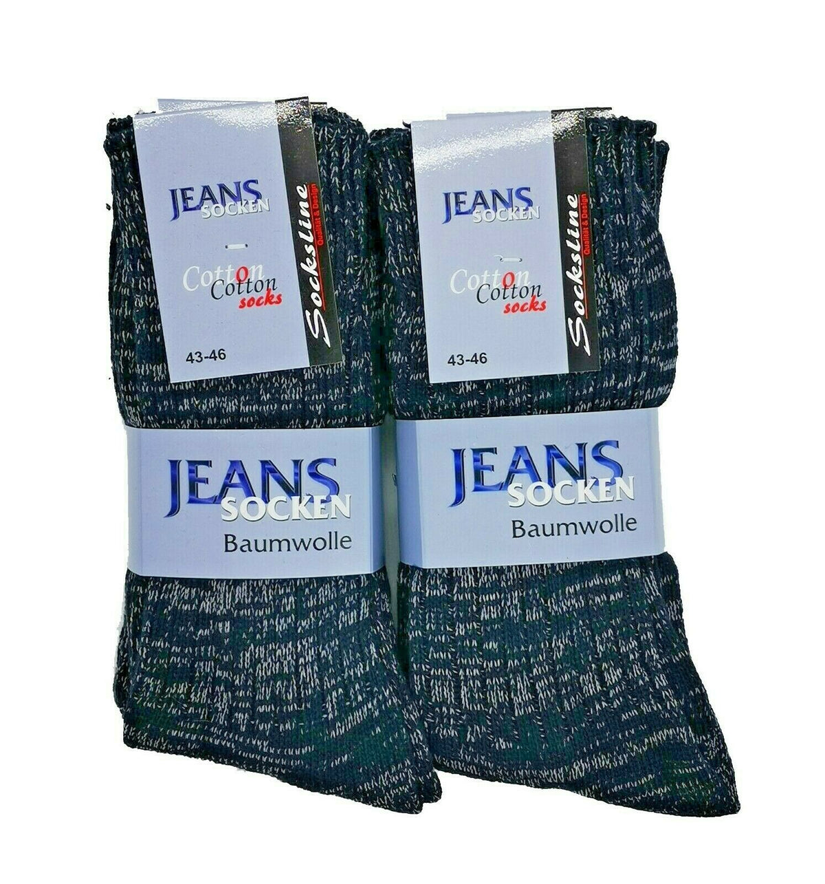 Jeanssocken 100% Baumwolle für Herren und Damen 4 oder 8 Paar