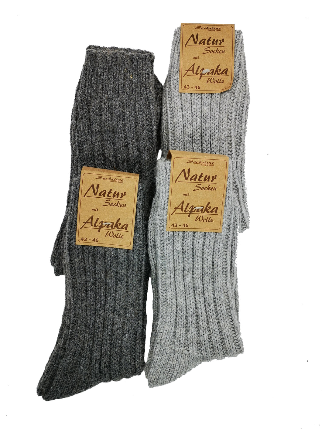 Natur Socken Alpakawolle 35% Wolle 50% für Herren und Damen 2 oder 4 Paar
