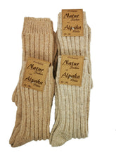Lade das Bild in den Galerie-Viewer, Natur Socken Alpakawolle 35% Wolle 50% für Herren und Damen 2 oder 4 Paar
